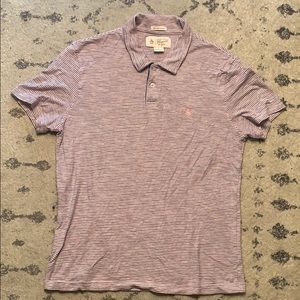 Pink/blue stripe men’s Penguin Slim fit Polo